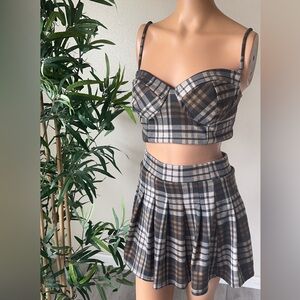 Plaid skirt & top set